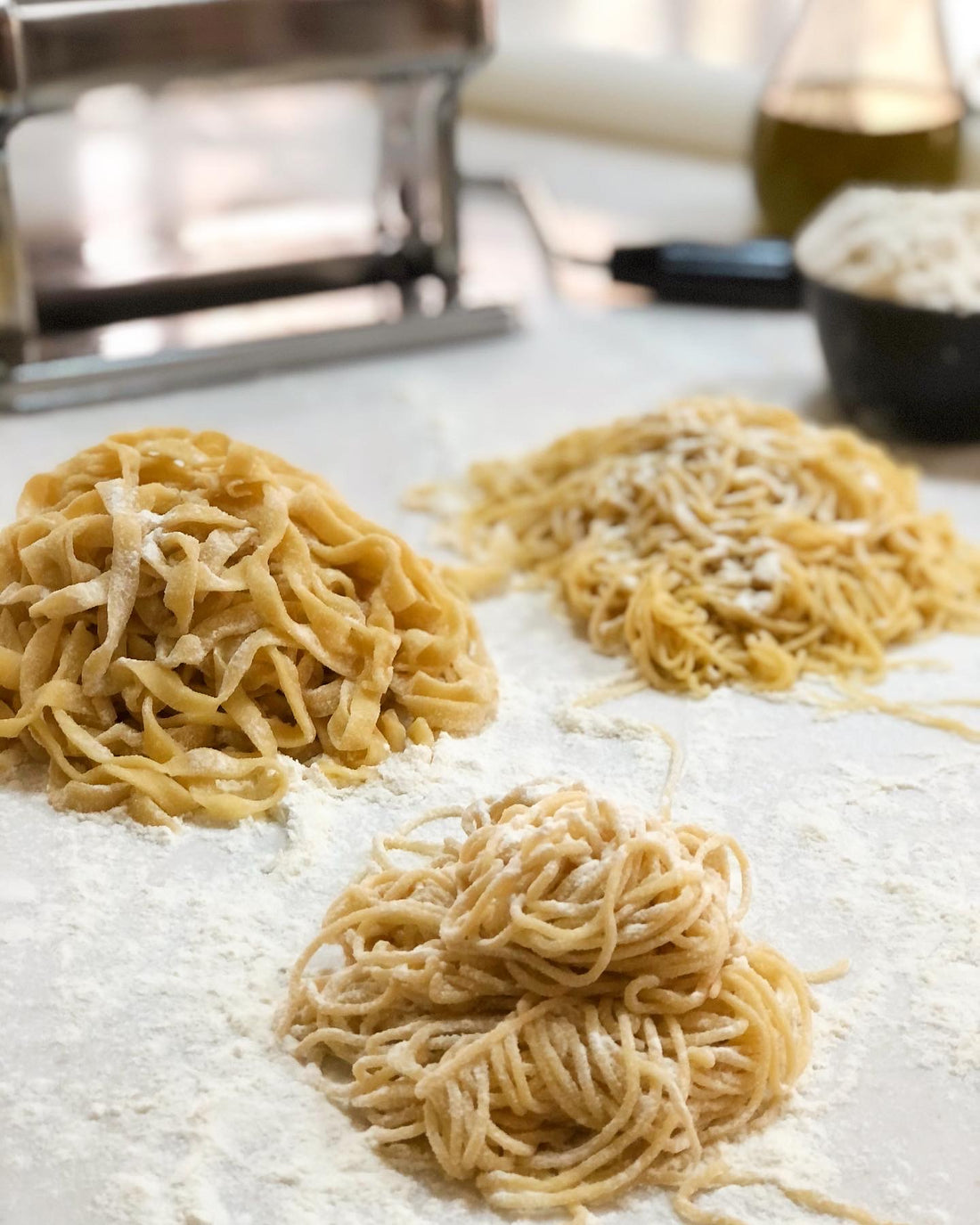 homemade spaghetti and fettuccini
